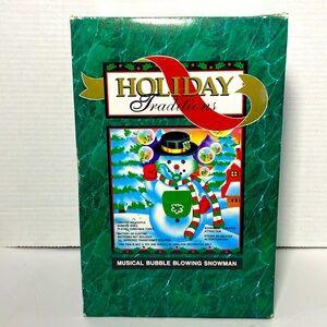 Holiday Traditions Vintage Singing and Blowing Bubbles Snowman With Box